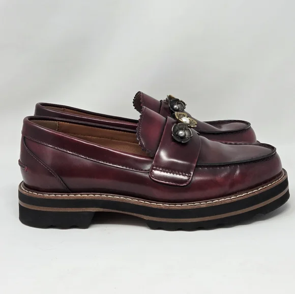 Coach Lenox Loafer In Burgundy With Tea Roses - Picture 3 of 8